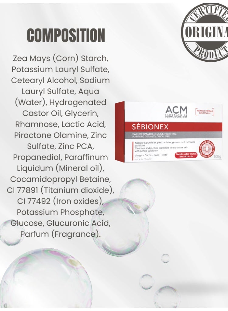 ACM Laboratoire dermatologique ACM Sébionex Purifying Dermatological Soap for Deep Pore Cleansing & Sebum Control - Image 5